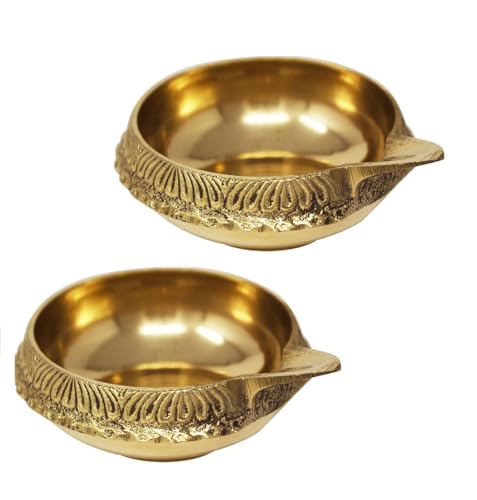 PR INTERNATIONAL Kuber Diya Puja Set of 2 Traditional Brass Kuber Diya Indian Pooja Puja Oil Lamp Gift Item