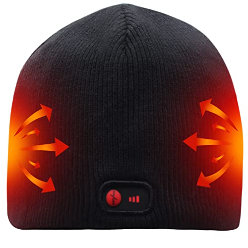 Svpro Gorro térmico con batería recargable de 7,4 V de iones de litio que dura hasta 3-7 horas., Rayas de aguja negras, L