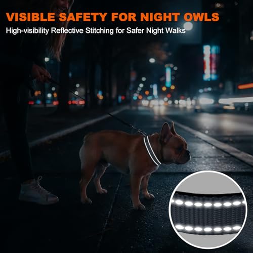 Image of Taglory Reflective Dog Collar for Medium Dogs, Soft and Safe for Daily Walk
