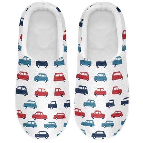 House Fuzzy Slippers Cars Red Blue Anti-Slip Warm Shoes for Womens and Men 20861753
