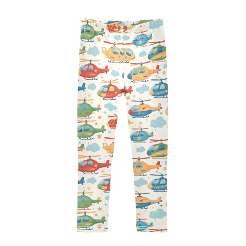 Wusikd Cartoon Helicopters Girls' Leggings Toddler Doodles Stars Kids Yoga Pants Dance Active Tights 4T