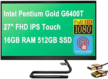 Lenovo Flagship Ideacentre AIO 3 Business All-in-One Desktop Computer 27″ FHD IPS Touchscreen Intel Pentium Gold G6400T 16GB RAM 512GB SSD DVD-RW WiFi Bluetooth 1080p Webcam Win10 Black + HDMI Cable Lenovo Flagship Ideacentre AIO 3 Business All-in-One Desktop Computer 27″ FHD IPS Touchscreen Intel Pentium Gold G6400T 16GB RAM 512GB SSD DVD-RW WiFi Bluetooth 1080p Webcam Win10 Black + HDMI Cable