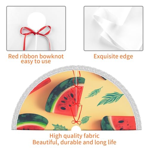 Housse de base pour sapin de Noël pastèque chic 121cm à pompons - 5