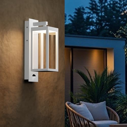 Inowel Outdoor Light Wall Sconce Motion Sensor Porch Light for House,15" LED Modern Exterior Lighting Fixture Black,Waterproof Outside Lantern with Clear Glass for Garage Patio Garden by Inowel - Used condition - Image 7