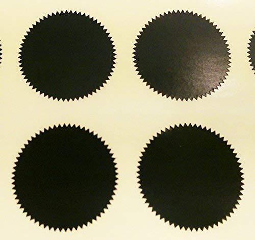 Audioprint Ltd. Pack of 200-41mm Starburst Notary/Legal/Certificate Seals - Colour Code Stickers/Sticky Labels - Choose Your Colour/s (Black) — image 1