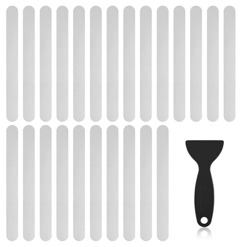 QVYQVY 24 adesivi antiscivolo per doccia, con raschietto di alta qualità, per vasca da bagno, pavimento doccia, scale, piscine, barche e altro ancora