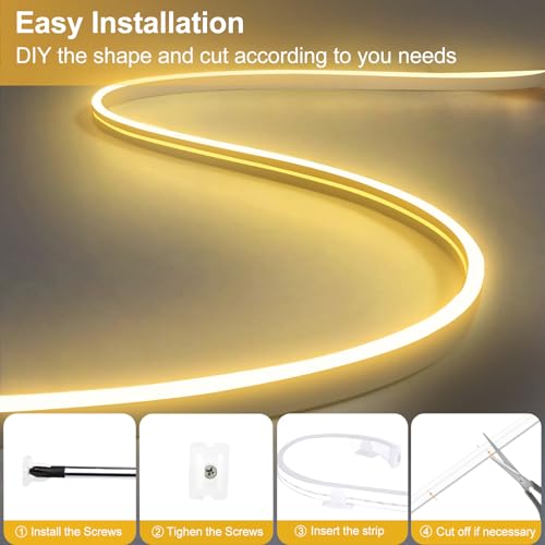 Image of CCILAND 33Ft LED Neon Rope Lights, 1200 LED Neon Lights Outdoor Dimmable Waterproof, Silicone Flexible DIY LED Strip Lights for Gaming Bedroom Outdoor Decor (Warm White)