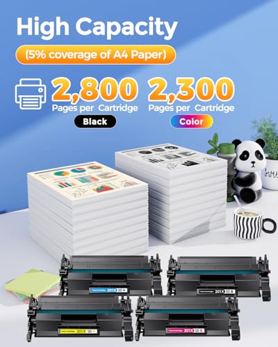 Image of 201X High Yield Toner Cartridge Replacement for HP 201X CF400X 201A Toner Cartridge for Color Laser Jet Pro M277dw M252dw MFP M277dw M277n M277c6 Printer (4-Pack, Black /Cyan /Yellow /Magenta)