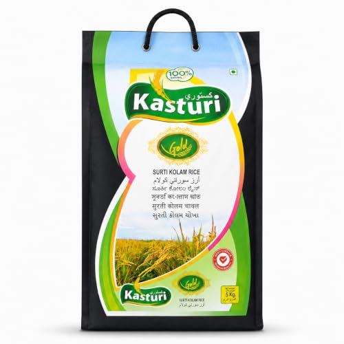 Kasturi Surti Kolam Rice 5Kg Premium Quality Vada Kolam Rice Aromatic Short Grain for Daily Cooking Soft Texture Ideal for South Indian & Indian Meals