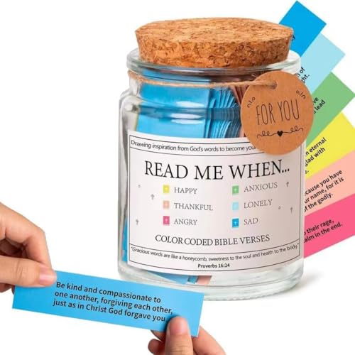 FiTspi Bible Verses in a Jar, Expresses Emotions And Feelings Glass Prayer Jar with 90 Coloring Scriptures, Bible Verses for Prayer, Christian, Inspiration and Bible Study, Christian Gifts for Women