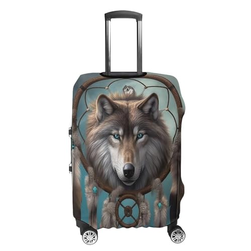 Travel Wheeled Suitcase Sleeve Dustproof Anti-scratch 3D Wolf Dream Catcher Luggage Case Protective Cover For 19-32 Inch Luggage4