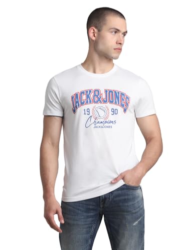 Image of Jack & Jones Men's Cotton Letter Print Slim Fit T-Shirt