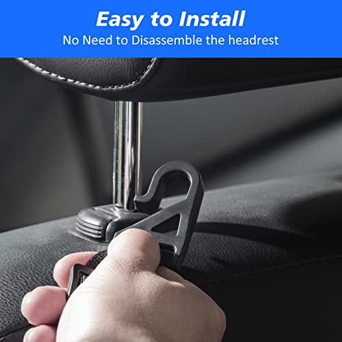 Flymic Adjustable Car Seat Headrest Hook, Universal Car Storage Headrest Hanger Holder Hooks Organizer, Vehicle Strong And Durable Backseat Hanger Interior Accessories For Handbag Purse Coat 4 Pack #TOP5
