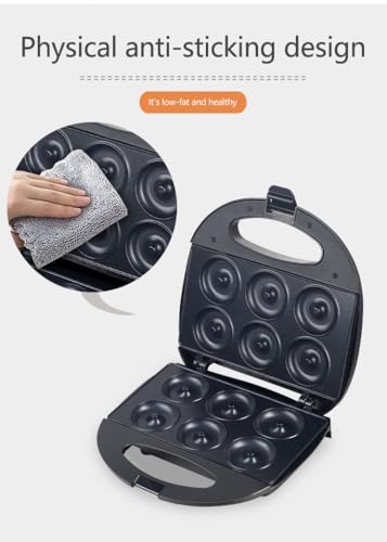 OFNHJK Mini Donut Maker, 750W Pancakes Maker Machine with Non-stick Surface, Cake Machine, Double-sided Heating Makes 6 Doughnuts, for Breakfast, Snacks, Desserts & More - Image 6