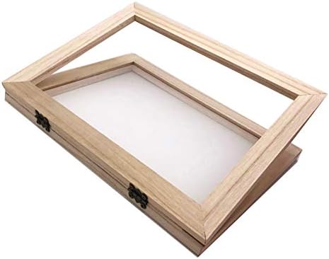 Wooden Paper Making Papermaking Mould Deckle Screen Printing Frame Mold for DIY Paper Craft Tool Dried Flower Handcraft L(34 x 25 x 3cm)