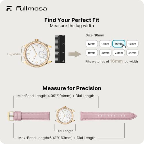 Image of Fullmosa Watch Band, Quick Release Leather Watch Strap Compatible with Samsung Galaxy Garmin for Men Women, Replacement Bands Width 12mm 14mm 16mm 18mm 19mm 20mm 21mm 22mm 24mm