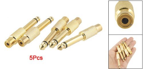 Echocart-5pcs-635mm-14-Male-Mono-Plug-to-RCA-Female-Jack-Audio-Adapter-Connector