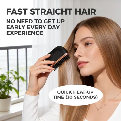 Image of Capsule Hair Straightener & Styler | Mini Cordless Hair Straightener Comb | USB Rechargeable Portable Heat Hair Brush for Travel | Dual Use Straightening & Styling Tool