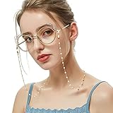 Die einfache Sonnenbrillenkette besteht aus einer Legierung und Perlen. die nicht schwer zu tragen mit der Brille oder Gesichtsmaske ist.