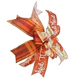 Fall Wreath Bows Thanksgiving Fall Bows for Wreath Pumpkin Plaid Burlap Decor Bows for Thanksgiving Fall Autumn Front Door Indoor Outdoor Tree Topper Wreath Decoration Supplies