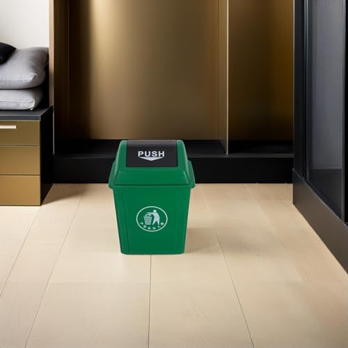 Caneca de basura con tapa abatible verde 10l para cocina y oficina miniatura 5