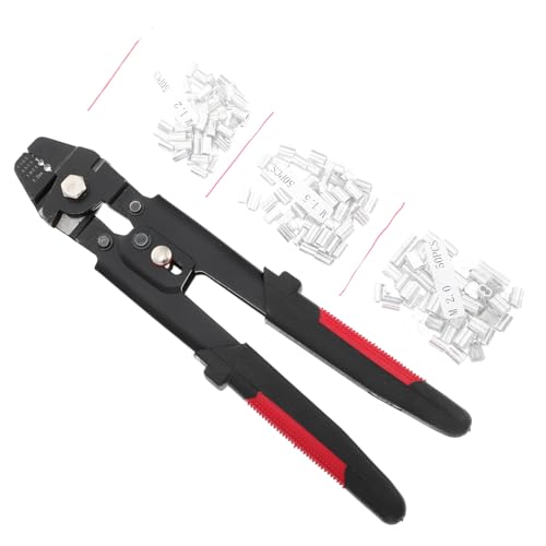 BUGUUYO ワイヤーロープ圧着工具 高精圧着プライヤー ケーブルカッター内蔵 バネ式ハンドル 釣り仕掛けやワイヤー締め工具にアウトドア用