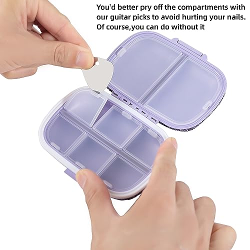Image of Bling Travel Pill Organizer Cute Pill Box with Labels Rhinestone Pill Case for Purse Portable Daily Pill Container 7 Day Medicine Holder for Vitamin Supplement(Purple)