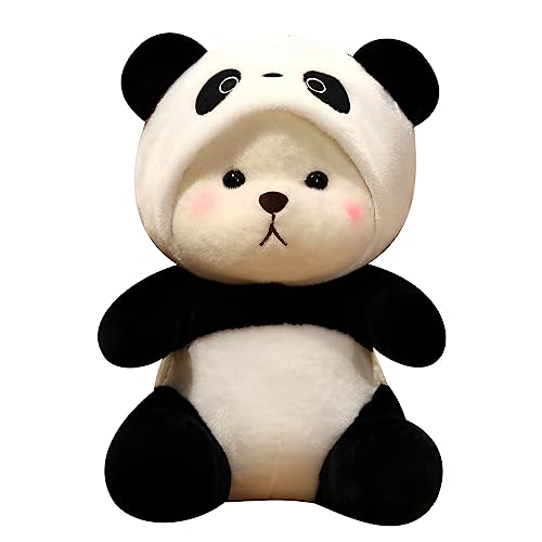 Image of Cartoon Plush Cross-Dressing Teddy Bear Plush Toy, Cute Teddy Bear with Removable Stitchhat (Black Panda, 11 inch / 0.5 lb)