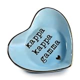 Sorority Shop Kappa Kappa Gamma Jewelry Dish - Heart-Shaped High-Gloss Finish Ceramic Tray with Gold Detailing, Multi-Function Ceramic Ring Dish for Home or Office, Ideal for Jewelry and Keys
