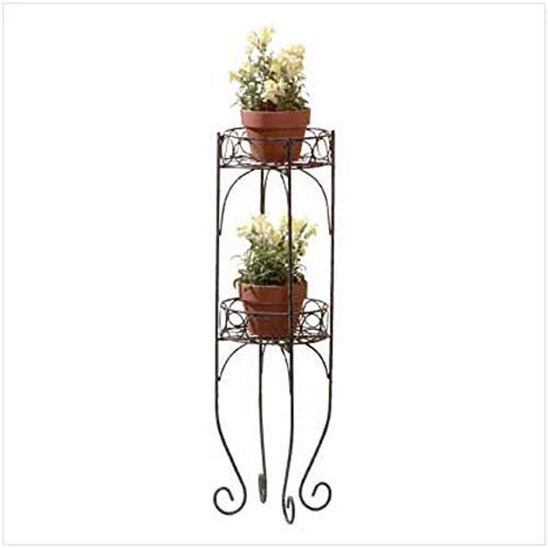 Ezzu Crafts Tall Green Verdigris Iron Scroll 2 Tier Shelf Flower Pot Planter Shelf Pedestal Plant Stand (B084F7GV8S) Amazon Price History, Amazon Price Tracker