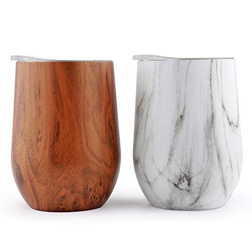 2 Pack Insulated Travel Mug with Lids Stainless Steel 12 Ounces Coffee Tumbler