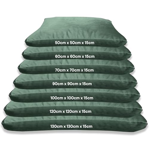 Kosiproducts Beanbag Floor Square Cushions Pillow Plush Velvet 100% Soft Polyester-[50cmx50cm, Bottle Green