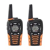 Cobra ACXT645 Waterproof Walkie Talkies - Rechargeable, 22 Channels, Long Range 35-Mile Two-Way Radio Set, Black and Orange (2-Pack)