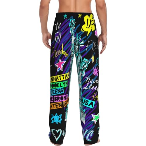 New York City Print Men'S Pajama Pants Soft Sleep Lounge Pants With Pockets-3