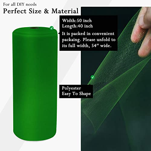 Image of Emerald Green Tulle Fabric Rolls 54 Inch by 40 Yards Tulle Bolt Spool for Wedding Decorations Christmas Gift Wrapping DIY Tutu Baby Shower Table Skirt Ceiling Decor Birthday Party Craft Supplies