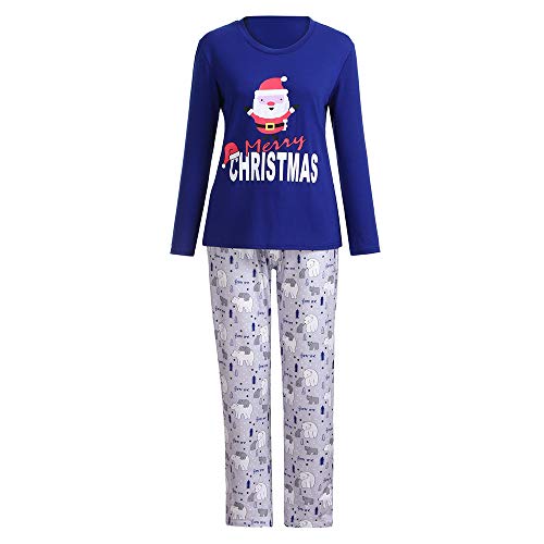 Sayhi Family Matching Pajamas Set Santa's Sleepwear for The Family Boys and Girls Family Union Suits Xmas Pjs Clothes(Blue?Women XXL?