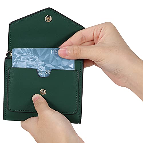 Gostwo women's Small Wallet RFID Blocking Wallet Change Pouch Credit Card Holder Mini Bifold Purse(Green) - Image 4