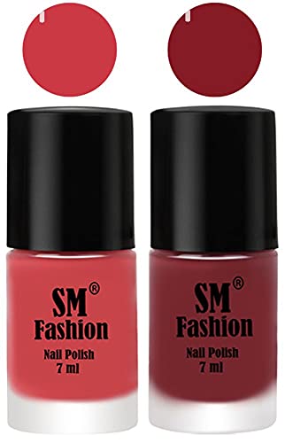 Image of Long Lasting Nail Polish | Nail Paint Combo 7 ml Each) - Set of 2 Punch Pink-Plum