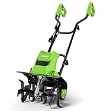 WORKPRO Corded Electric Garden Tiller & Cultivator, 16' Tilling Width & 8.7' Depth, 12.5A Corded Rototiller, 6 Steel Tines, 4-Position Adjustable Wheels, for Garden, Lawn & Flower Beds
