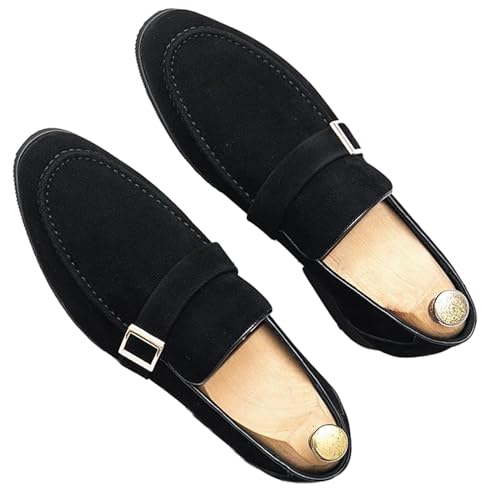 Men's Suede Penny Loafers Fashionable Metal Buckle Luxury Banquet Party Dress Shoes Comfortable Slip-On Moccasin Driving Loafers
