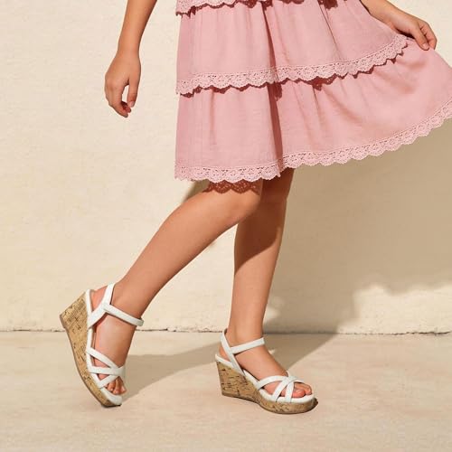 Image of DREAM PAIRS Girls Wedge Sandals Flatform Open Toe Summer Platform Sandals Flower Wedding Party for Little Kid /Big Kid