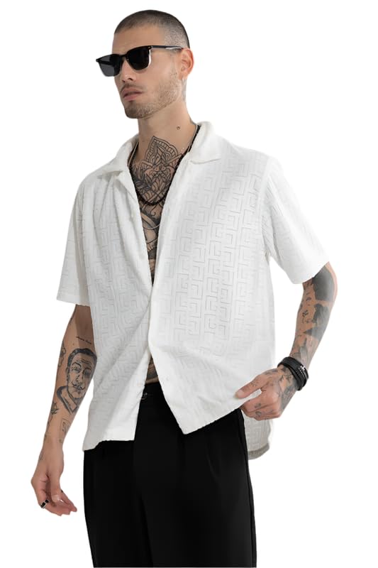SNITCH Men Streetwear Shirt | Box Fit Half Sleeve Cuban Collar Textured Self-Design | Cotton Poly Blend & Breathable Fabri... - Review, Price and Buying Guide