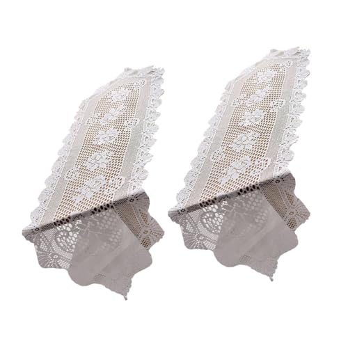 lansuiyour 2 tapetes de mesa de encaje blanco con ganchillo hechos a mano para decoración de mesa de café y mesa auxiliar