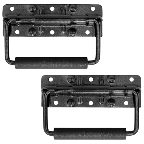 Pack of 2 Heavy Duty Iron Tool Box Handles 3.93 Inch - Folding Handle Replacement Handles for Tool Boxes, Cabinets, Lockers DIY Projects - Screws Not Included