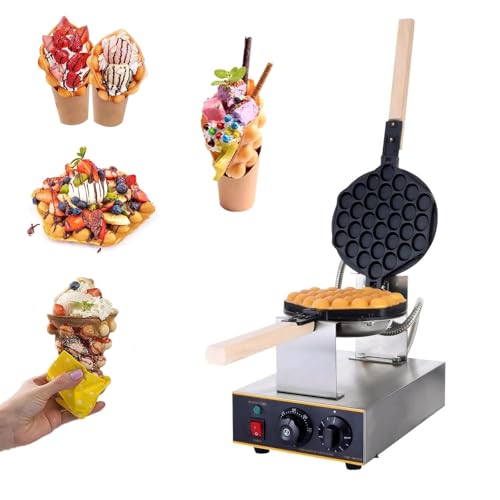 LHQYA Gaufrier À Bulles 1400 W, Gaufrier Aux Œufs, Plage De Température 50-250 °C/Temps De Synchronisation 5 Minutes/Nettoyage Facile, pour Les Restaurants Familiaux, Les Snack-Bars en Bord
