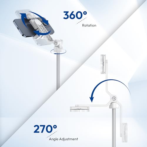 ULANZI TT88 Magnetic Tripod for iPhone 17, 57" Extendable Selfie Stick w Remote, 2-in-1 Phone Clip & Dual Cold Shoe Mounts-Lightweight Phone Tripod Stand for Vlogging, Travel, Video Recording, White