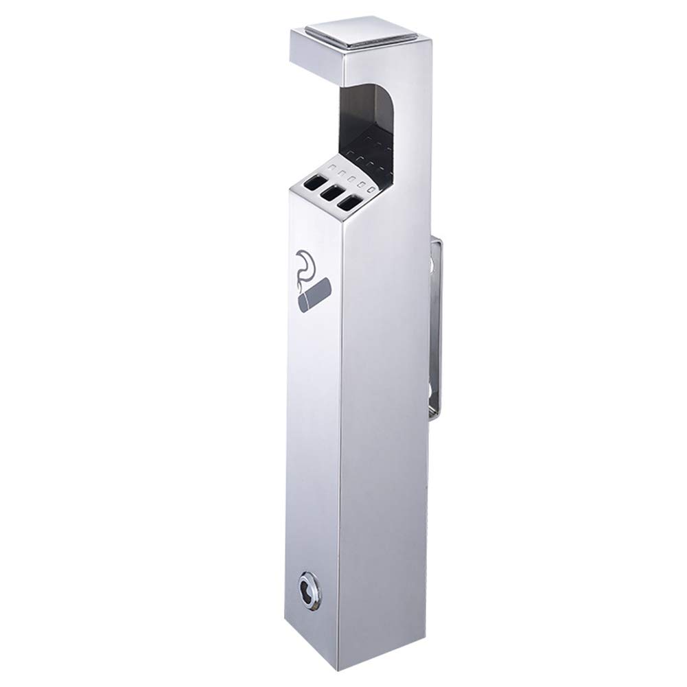 Cendrier mural d'extérieur avec fermeture sécurisée inox 48 cm