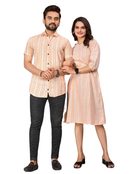 Aranesp Mens Shirt & Women's Tunic Combo with Elegant Design for Wedding, Parties, Festivals, Family Functions, Traditional Look
