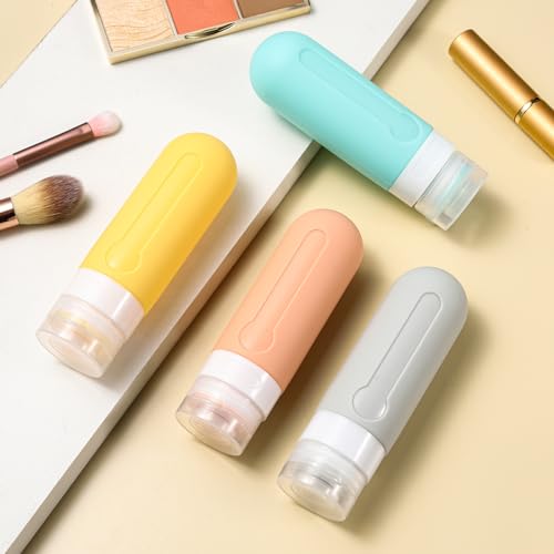 Image of DEPOZA 18 Pack Travel Size Toiletry Containers Sets, BPA Free Silicone Travel Bottles with Leak Proof Caps, TSA Approved for Shampoo, Conditioner, Lotion, Soap and Essential Accessories (Spring)