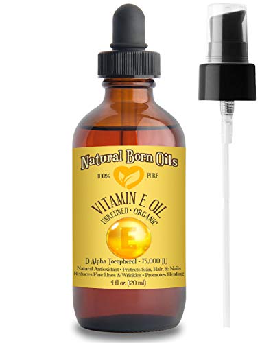 Sale! 4Oz Vitamin E Oil, 100% Pure And Natural, D-Alpha Tocopherol, 75,000 I.u., Organic Antioxidant For Skin And Hair - Includes Pump & Dropper #TOP27